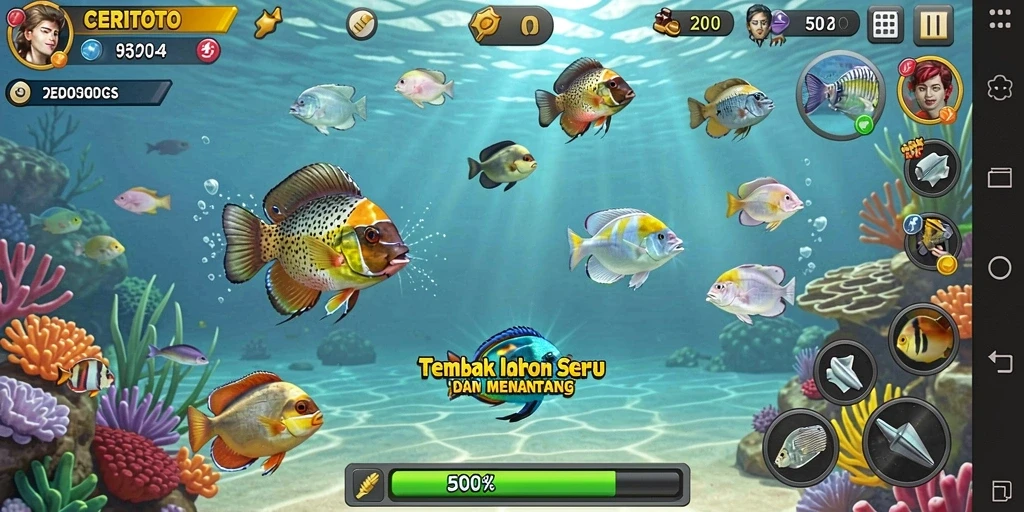 Screenshot CERITOTO menampilkan gameplay seru saat menangkap ikan.