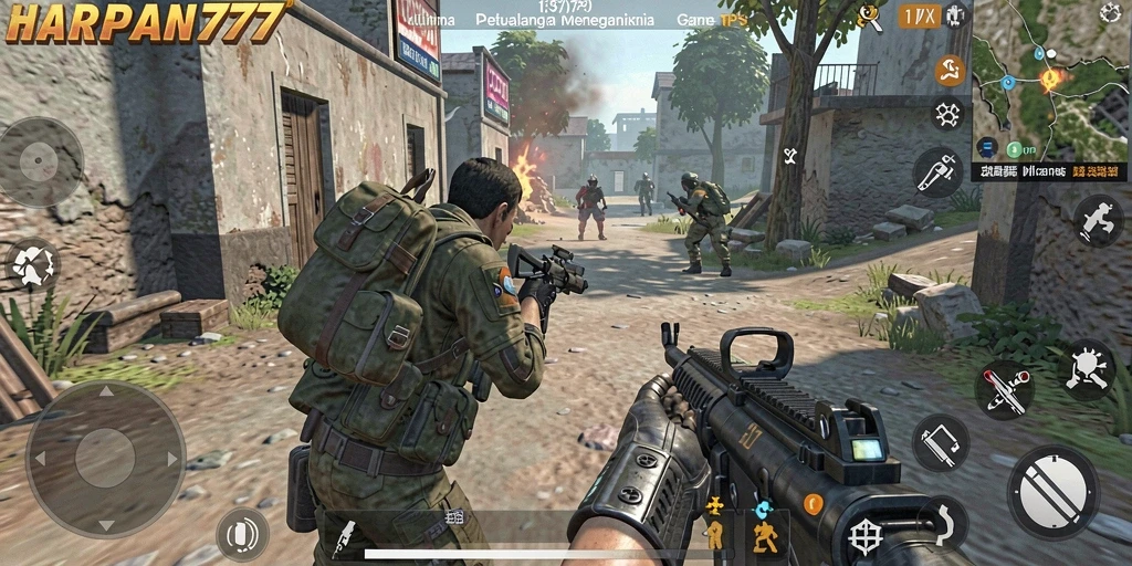 Tampilan gameplay mendebarkan dalam game TPS HARAPAN777.