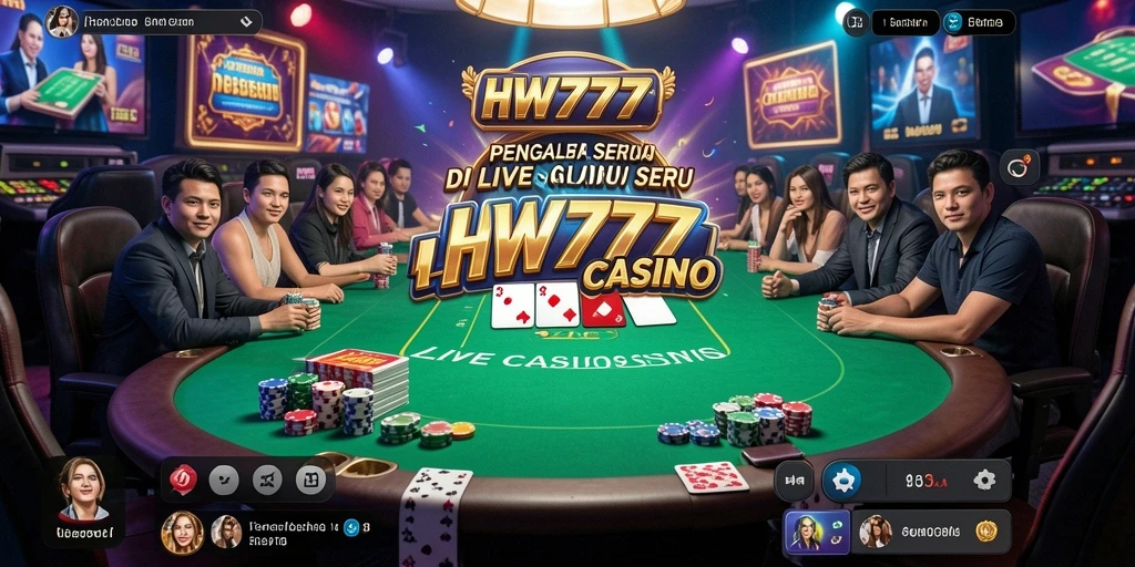 Tampilan gameplay HW777 dengan dealer langsung dan pengalaman kasino yang nyata.
