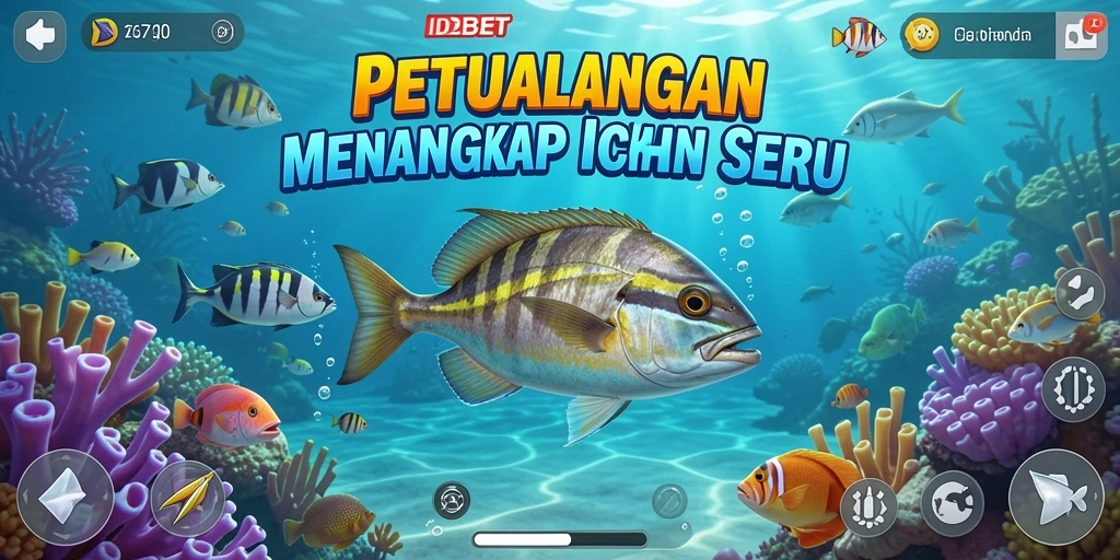 Tampilan gameplay seru dari IDEBET dengan suasana memancing menenangkan.