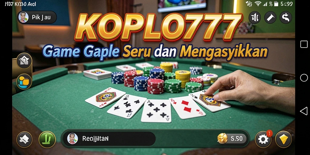 Tampilan gameplay KOPLO77 dengan suasana permainan Gaple yang seru.