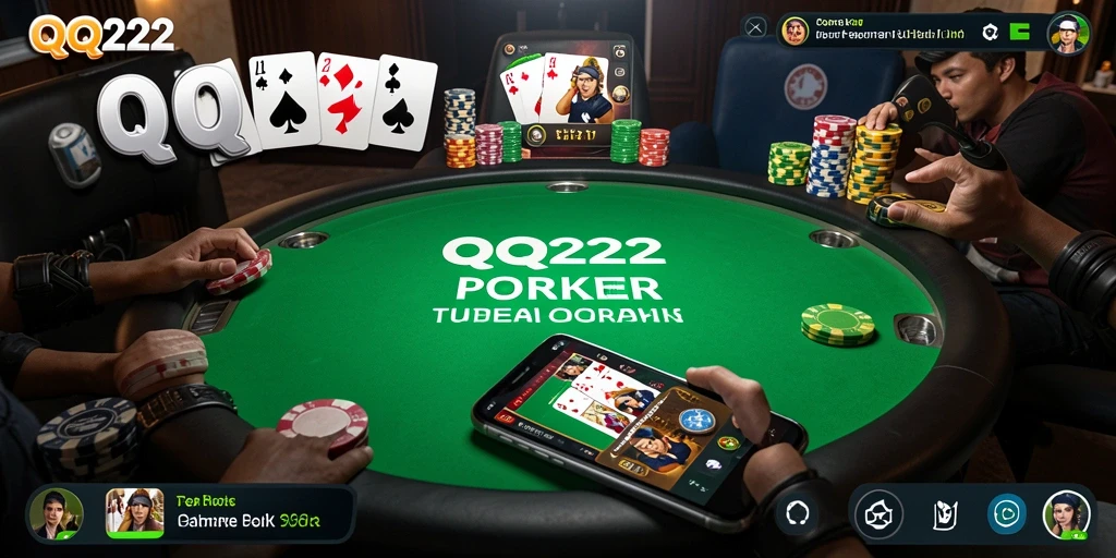 Screenshot gameplay QQ222 menampilkan keseruan taruhan Poker.