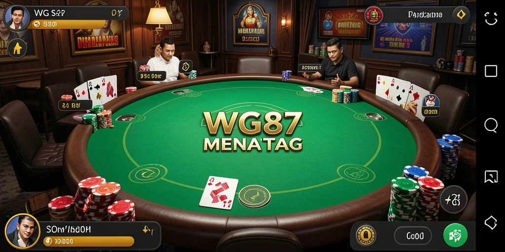 Tampilan utama gameplay poker di WG87 yang menegangkan.